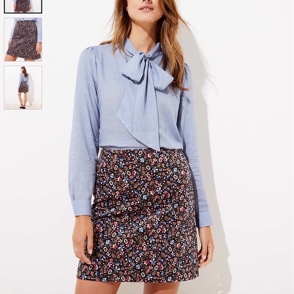 NWT Loft Floral Velvet Skirt